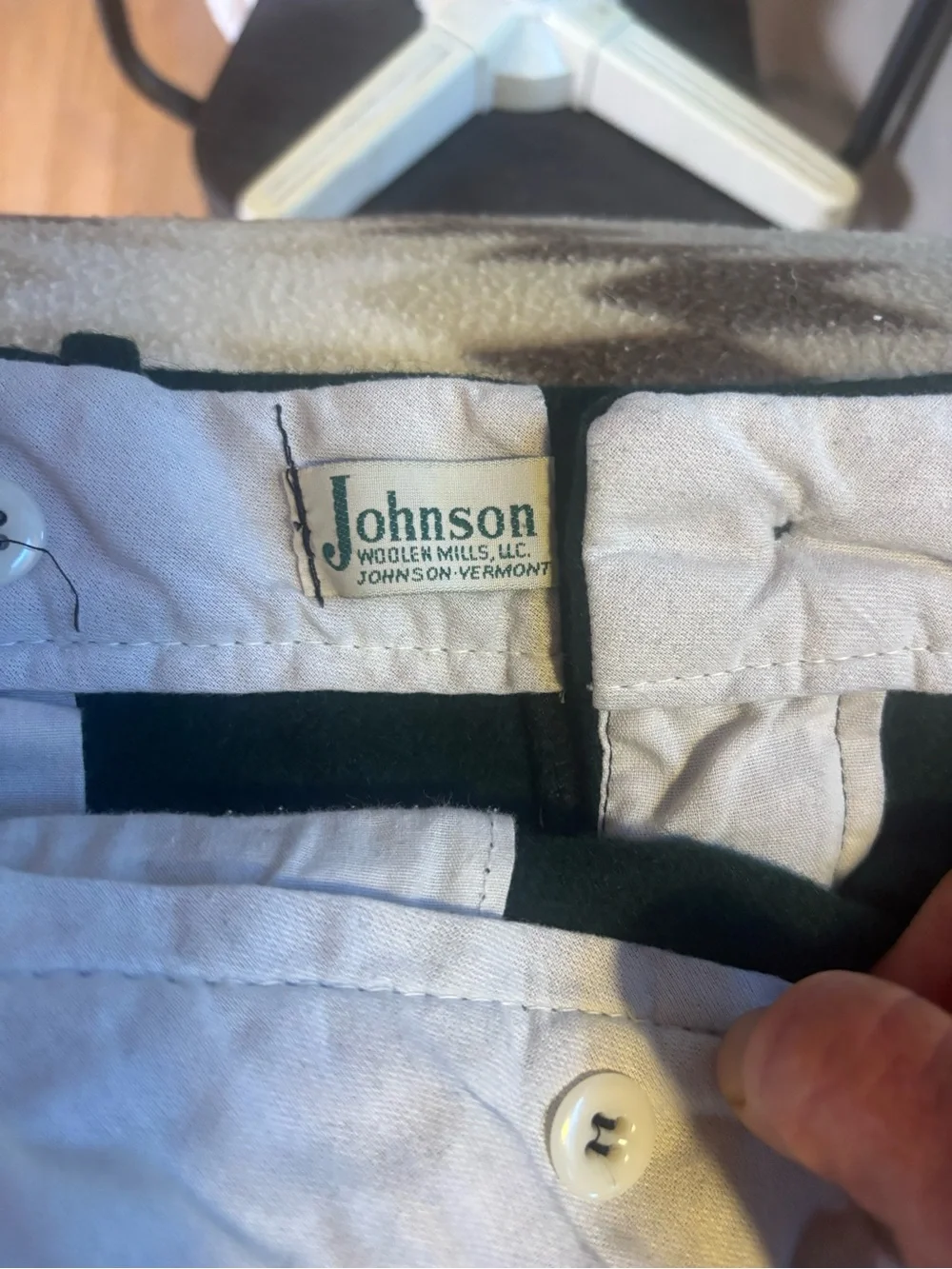 Johnson dark green wool hunting pants